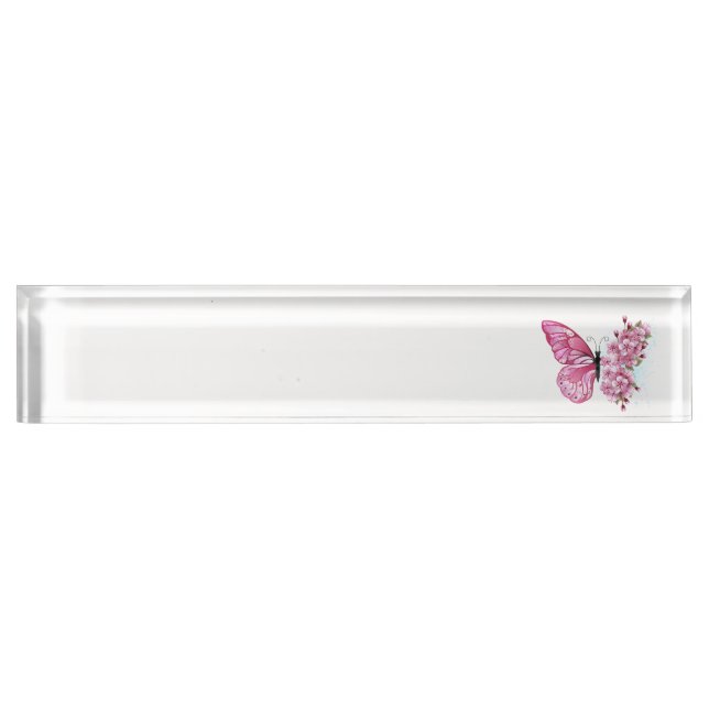 Flower Butterfly with Pink Sakura Nameplate (Front)