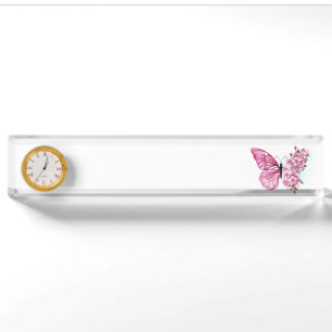 Flower Butterfly with Pink Sakura Nameplate