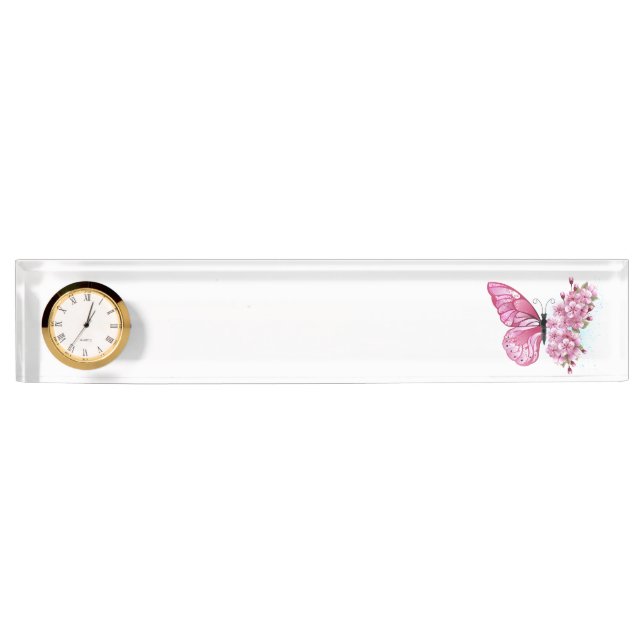 Flower Butterfly with Pink Sakura Nameplate (Front)