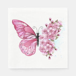 Flower Butterfly with Pink Sakura Napkin