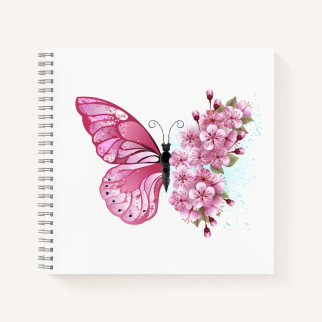 Flower Butterfly with Pink Sakura Notebook (Front)