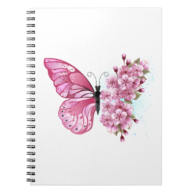 Flower Butterfly with Pink Sakura Notebook (Front)