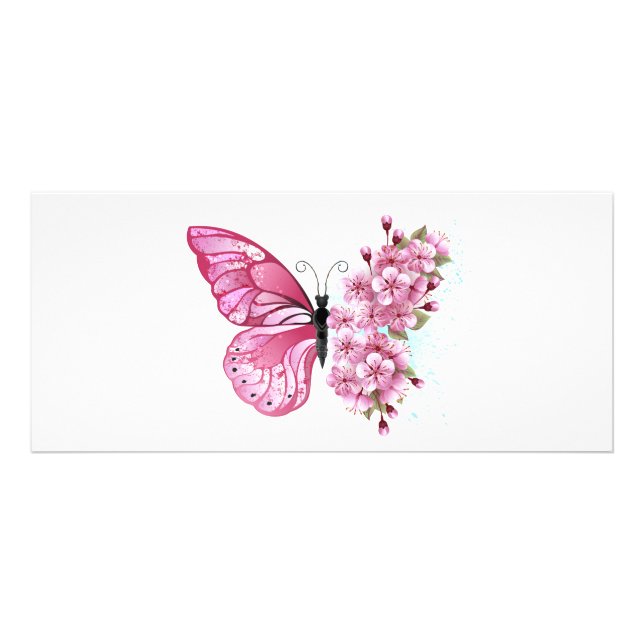 Flower Butterfly with Pink Sakura Rack Card (Front)