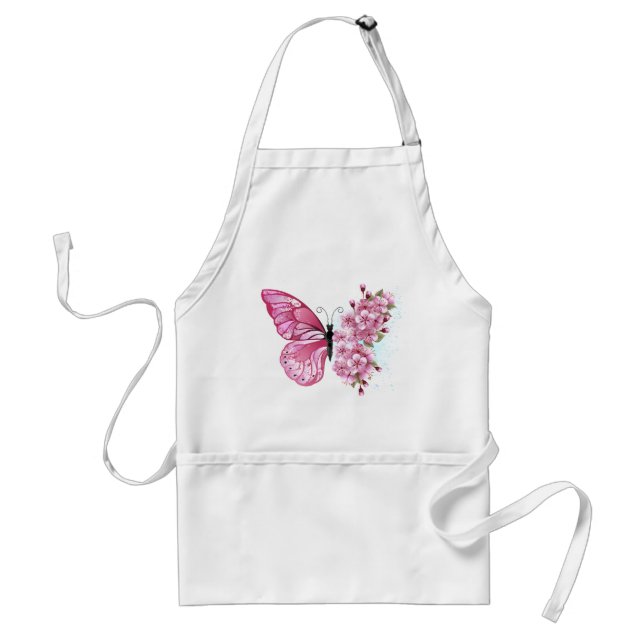 Flower Butterfly with Pink Sakura Standard Apron (Front)