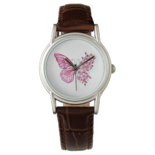 Flower Butterfly with Pink Sakura Watch