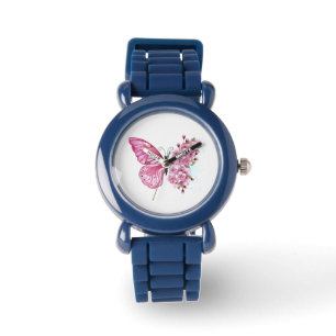 Flower Butterfly with Pink Sakura Watch