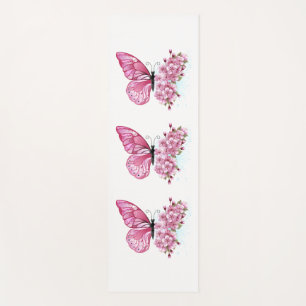 Flower Butterfly with Pink Sakura Yoga Mat