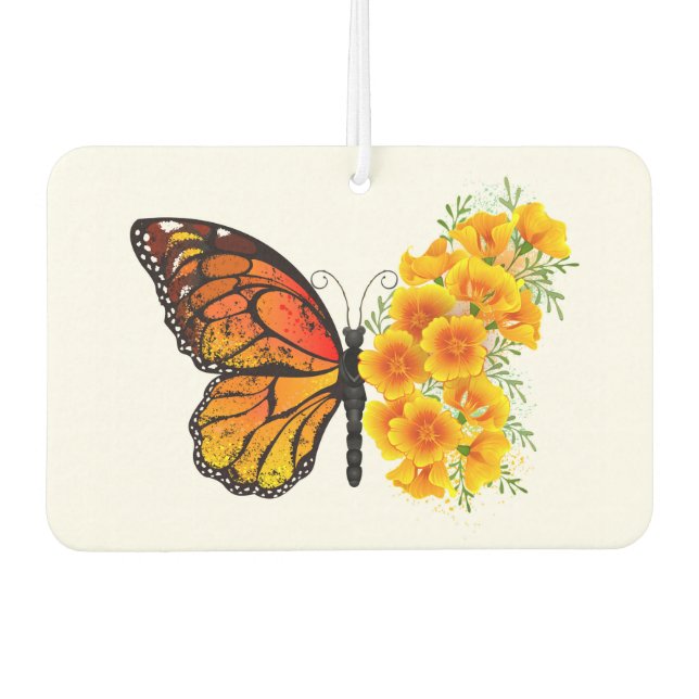 Flower Butterfly with Yellow California Poppy Air Freshener (Front)