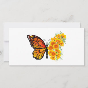 Flower Butterfly with Yellow California Poppy Announcement