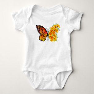 Flower Butterfly with Yellow California Poppy Baby Bodysuit