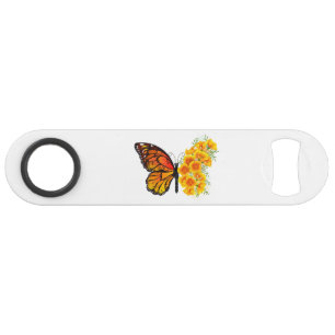 Flower Butterfly with Yellow California Poppy Bar Key