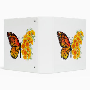 Flower Butterfly with Yellow California Poppy Binder