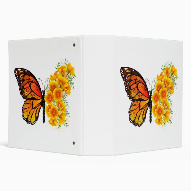 Flower Butterfly with Yellow California Poppy Binder (Background)