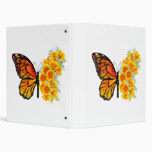 Flower Butterfly with Yellow California Poppy Binder