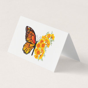 Flower Butterfly with Yellow California Poppy Business Card