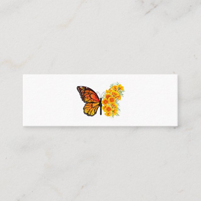 Flower Butterfly with Yellow California Poppy Calling Card (Front)