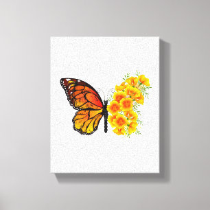 Flower Butterfly with Yellow California Poppy Canvas Print