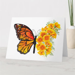 Flower Butterfly with Yellow California Poppy Card