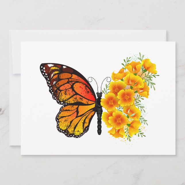 Flower Butterfly with Yellow California Poppy Card (Front)