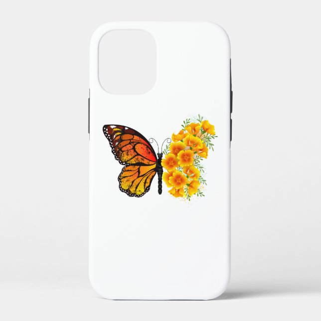 Flower Butterfly with Yellow California Poppy Case-Mate iPhone Case (Back)
