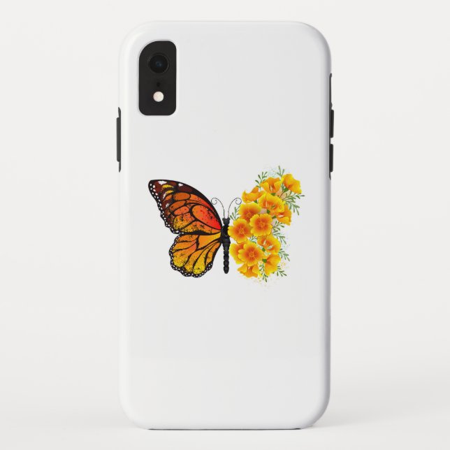 Flower Butterfly with Yellow California Poppy Case-Mate iPhone Case (Back)