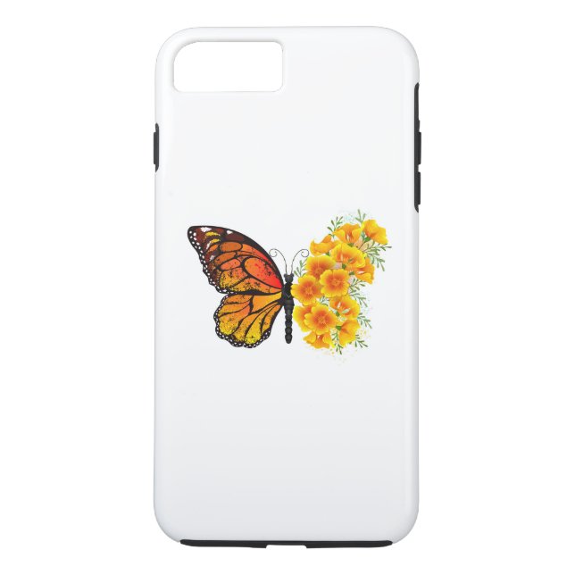 Flower Butterfly with Yellow California Poppy Case-Mate iPhone Case (Back)