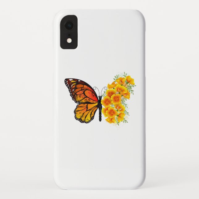 Flower Butterfly with Yellow California Poppy Case-Mate iPhone Case (Back)