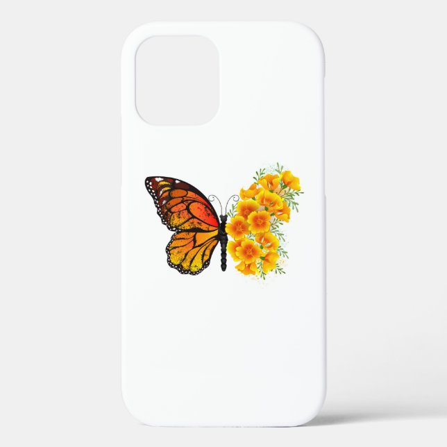Flower Butterfly with Yellow California Poppy Case-Mate iPhone Case (Back)