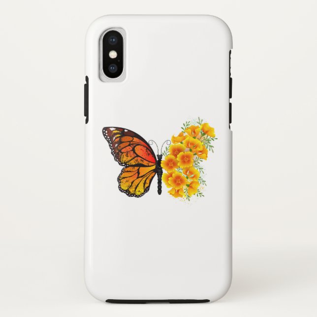 Flower Butterfly with Yellow California Poppy Case-Mate iPhone Case (Back)