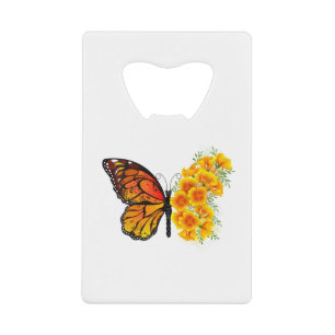 Flower Butterfly with Yellow California Poppy Credit Card Bottle Opener