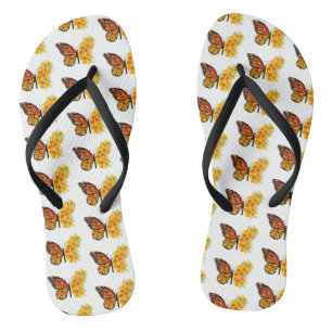 Flower Butterfly with Yellow California Poppy Flip Flops