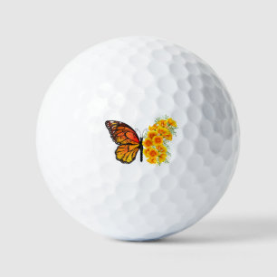 Flower Butterfly with Yellow California Poppy Golf Balls