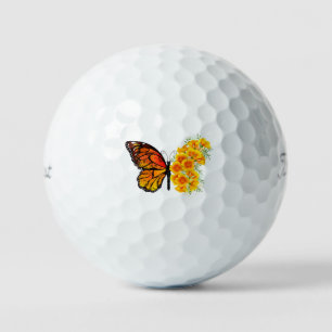 Flower Butterfly with Yellow California Poppy Golf Balls