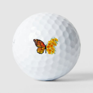 Flower Butterfly with Yellow California Poppy Golf Balls