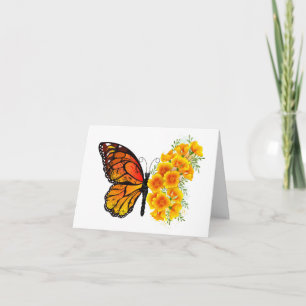 Flower Butterfly with Yellow California Poppy Holiday Card
