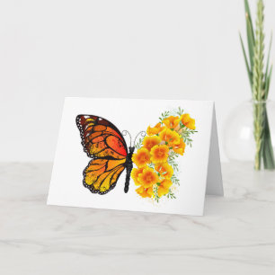 Flower Butterfly with Yellow California Poppy Invitation