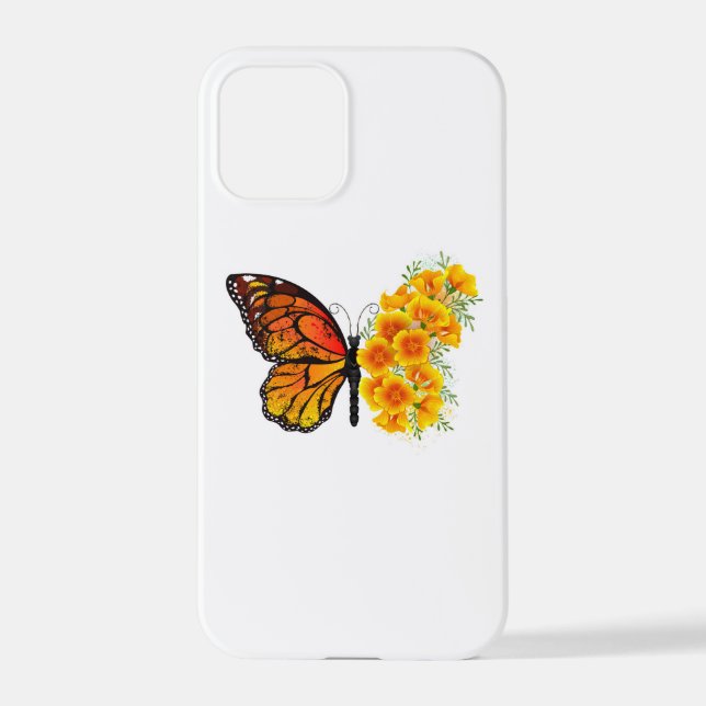 Flower Butterfly with Yellow California Poppy iPhone Case (Back)
