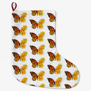 Flower Butterfly with Yellow California Poppy Large Christmas Stocking