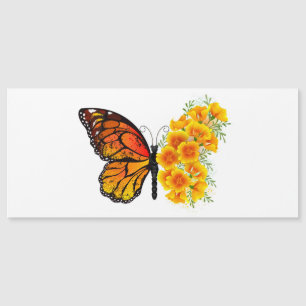 Flower Butterfly with Yellow California Poppy Magnetic Invitation