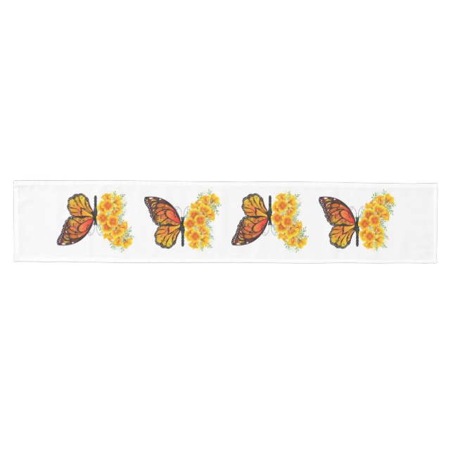 Flower Butterfly with Yellow California Poppy Medium Table Runner (Horizontal)