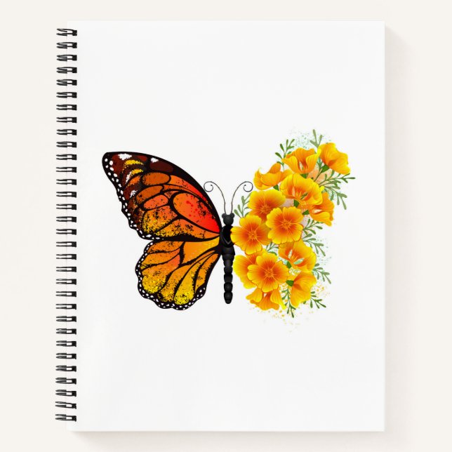 Flower Butterfly with Yellow California Poppy Notebook (Front)