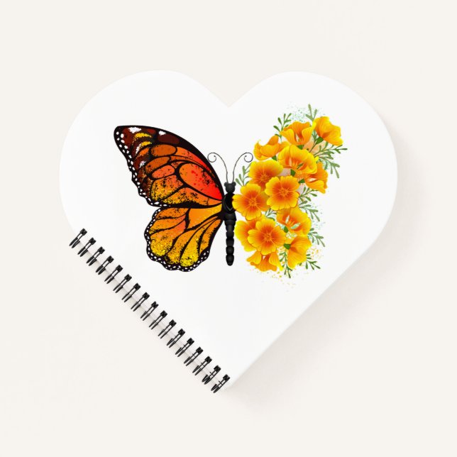 Flower Butterfly with Yellow California Poppy Notebook (Front)