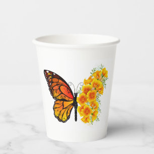 Flower Butterfly with Yellow California Poppy Paper Cups