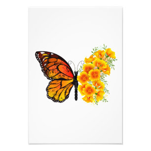 Flower Butterfly with Yellow California Poppy Photo Print