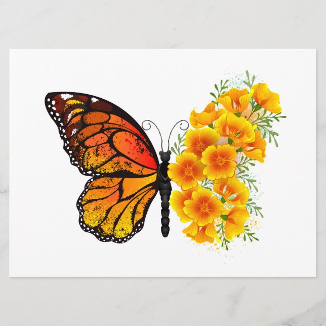 Flower Butterfly with Yellow California Poppy Program (Front)