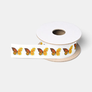 Flower Butterfly with Yellow California Poppy Satin Ribbon