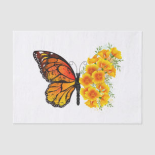 Flower Butterfly with Yellow California Poppy Tissue Paper