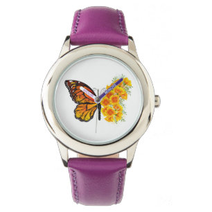Flower Butterfly with Yellow California Poppy Watch