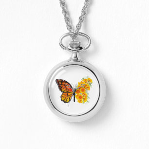 Flower Butterfly with Yellow California Poppy Watch
