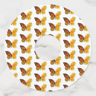 Flower Butterfly with Yellow California Poppy Wine Glass Tag